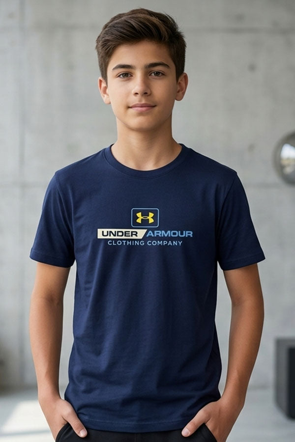 Faddy's Kids Navy Blue T-Shirt | Classic Boys Tee | Size 18-28 |